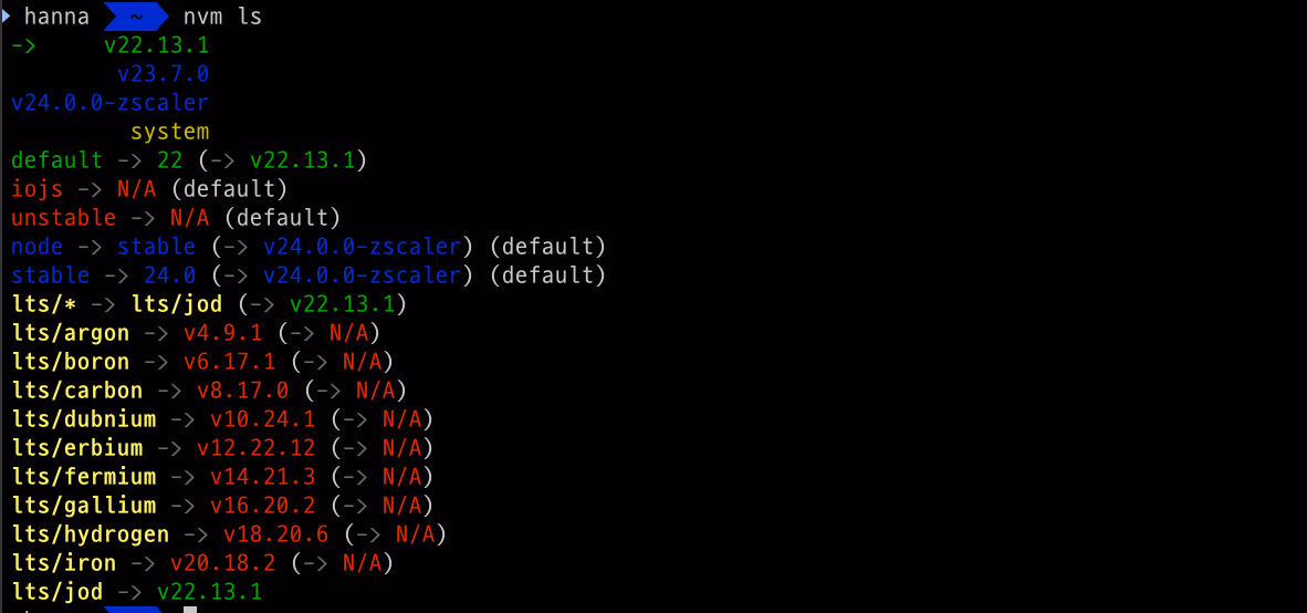 nvm ls 결과